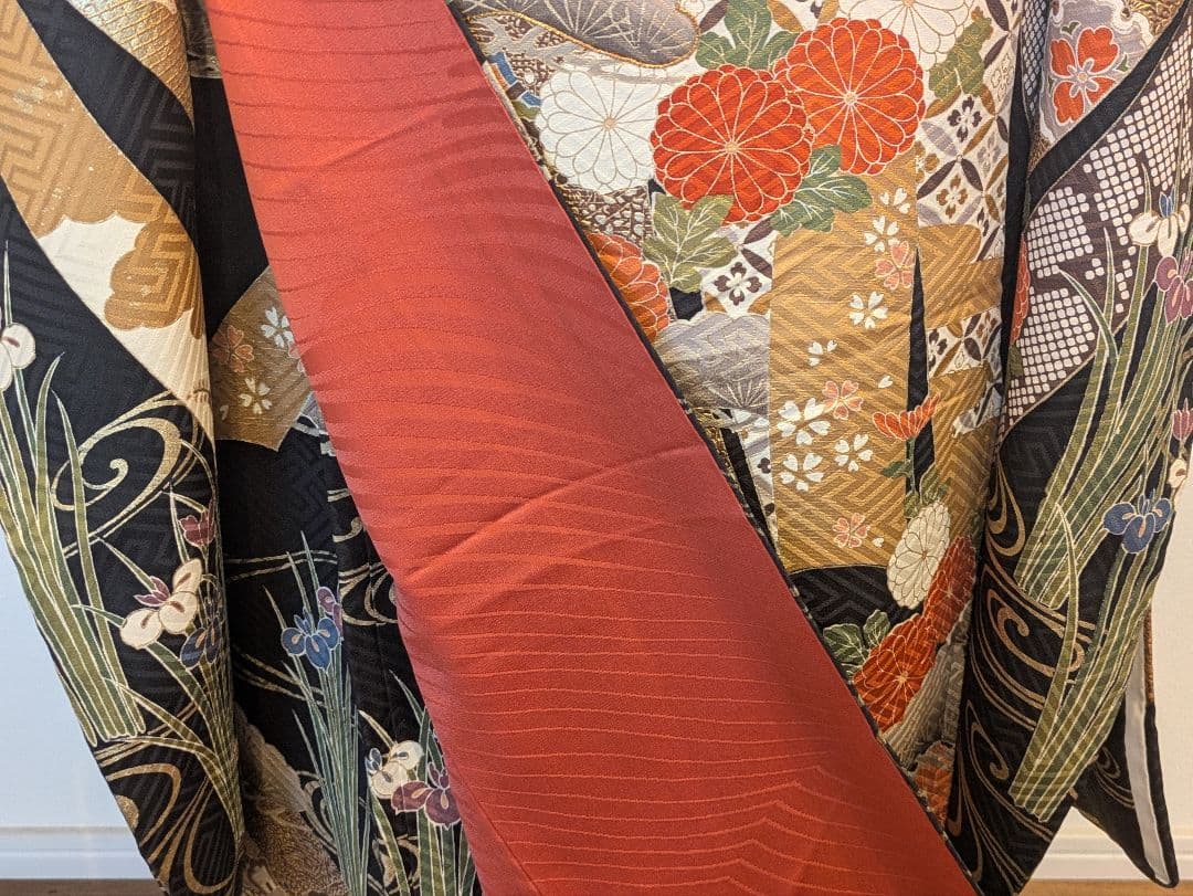 ྈ ྈ様 振袖フルセット 身丈173裄68 ロング丈 黒 古典柄 金彩 成人式