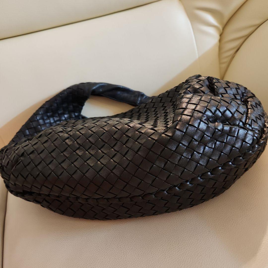 ボッテガヴェネタ　黒 編み込みレザー ハンドバッグ