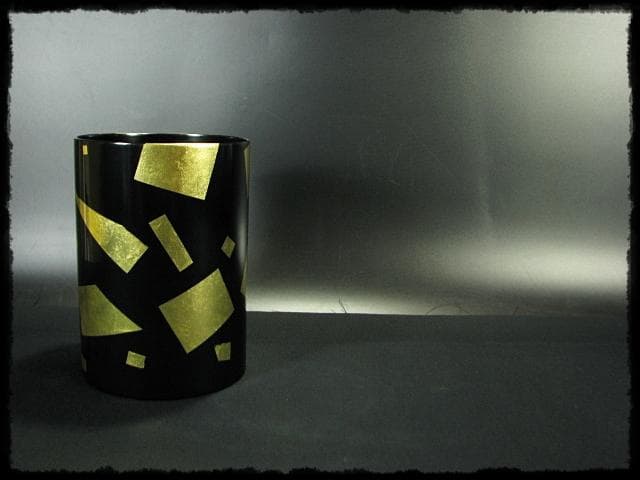 玄々斎好 葉蓋 水指 鈴木 光入木 製 曲物 金切箔 夏向 茶道具 1 g3