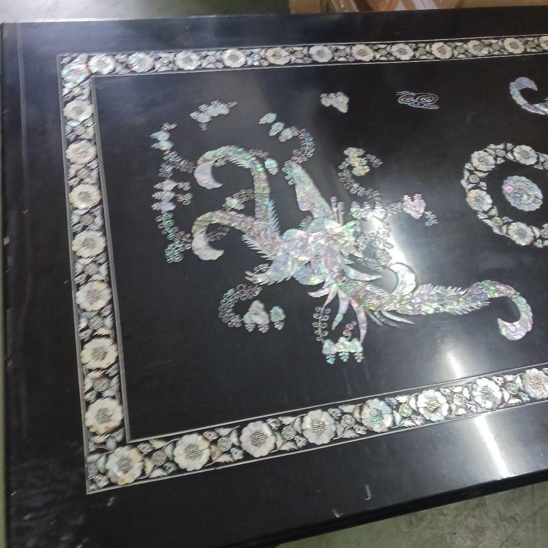 KS5　朝鮮美術　螺鈿　鳳凰紋　長方形　座卓　テーブル　Y