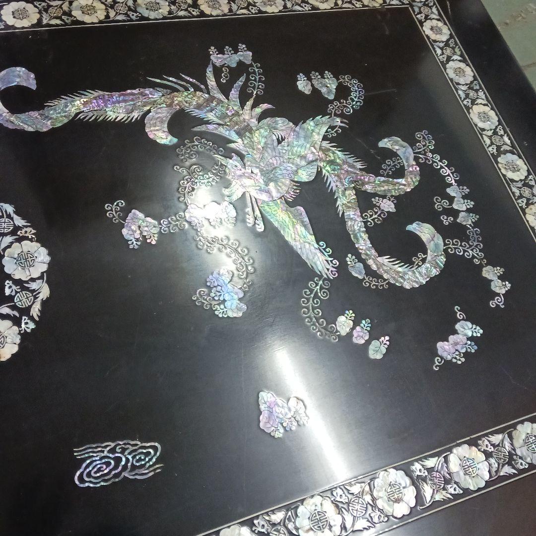 KS5　朝鮮美術　螺鈿　鳳凰紋　長方形　座卓　テーブル　Y