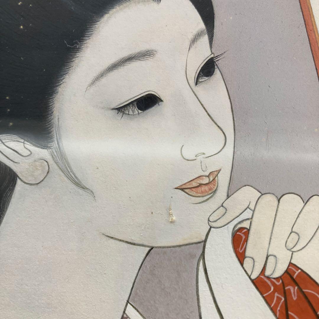 古画 直木孝太郎 「惜春」12号 着物 美人画 透明アクリル 日本画