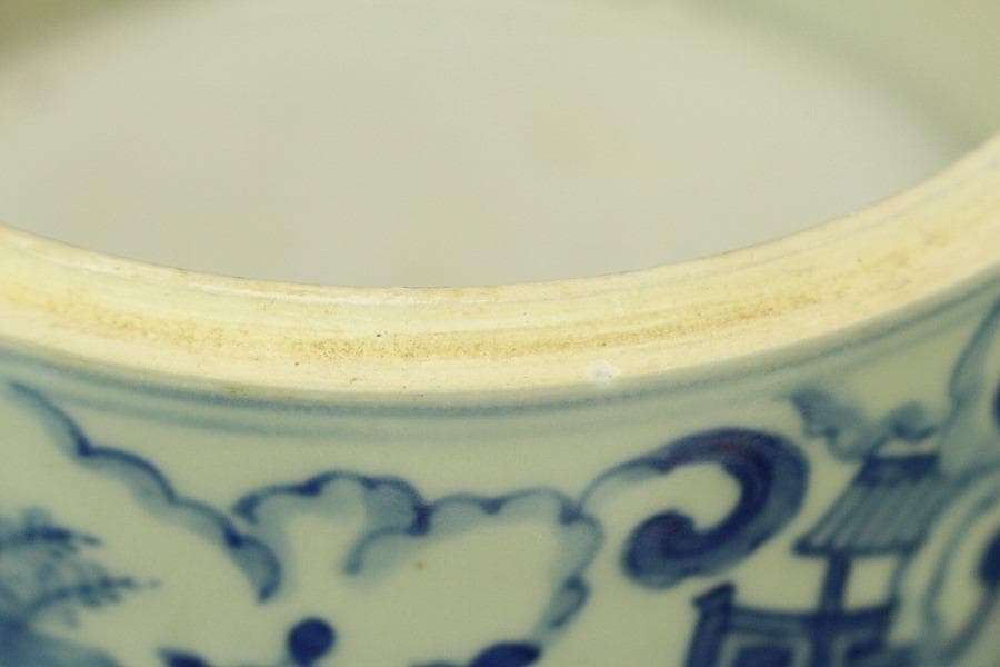 中国美術 青花 人物画 丸段重(LC827)