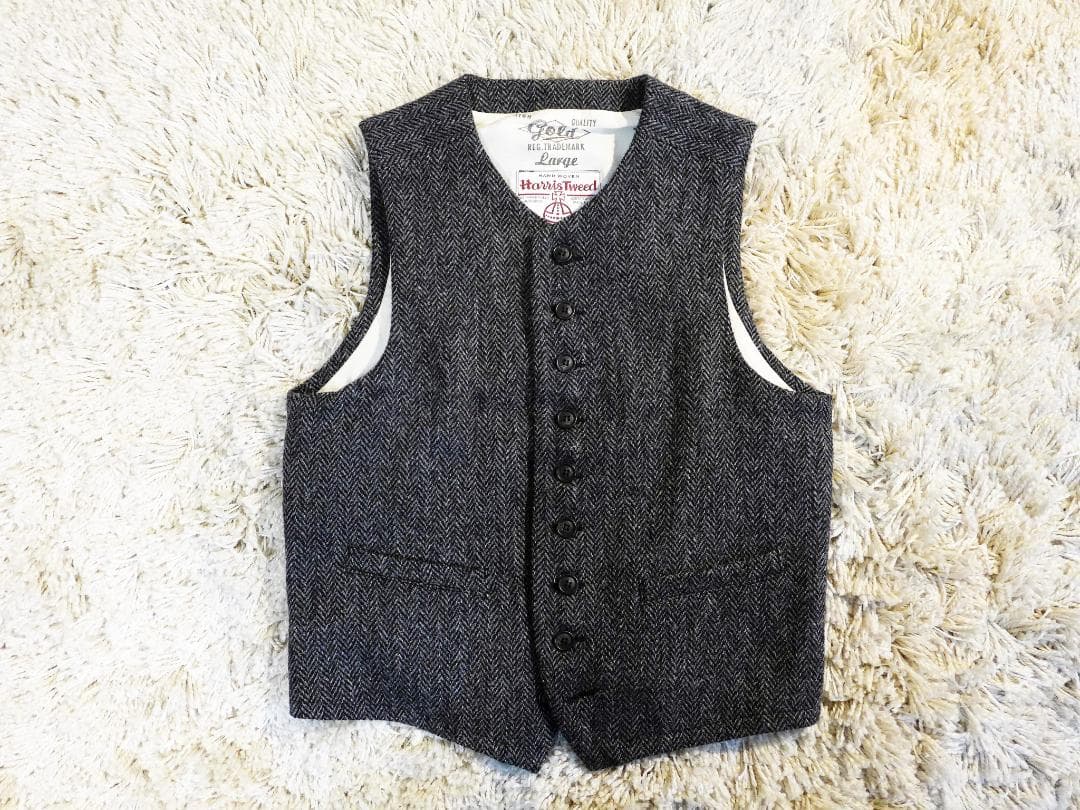 東洋GOLDハリスツィードLベストoldjoeブラックサイン ナイジェルケーボン