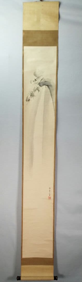 【茶道具】前大徳寺　明堂宗宣和尚筆　「瀧」「鹿」画一双　掛軸　C10