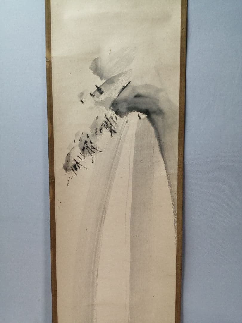 【茶道具】前大徳寺　明堂宗宣和尚筆　「瀧」「鹿」画一双　掛軸　C10