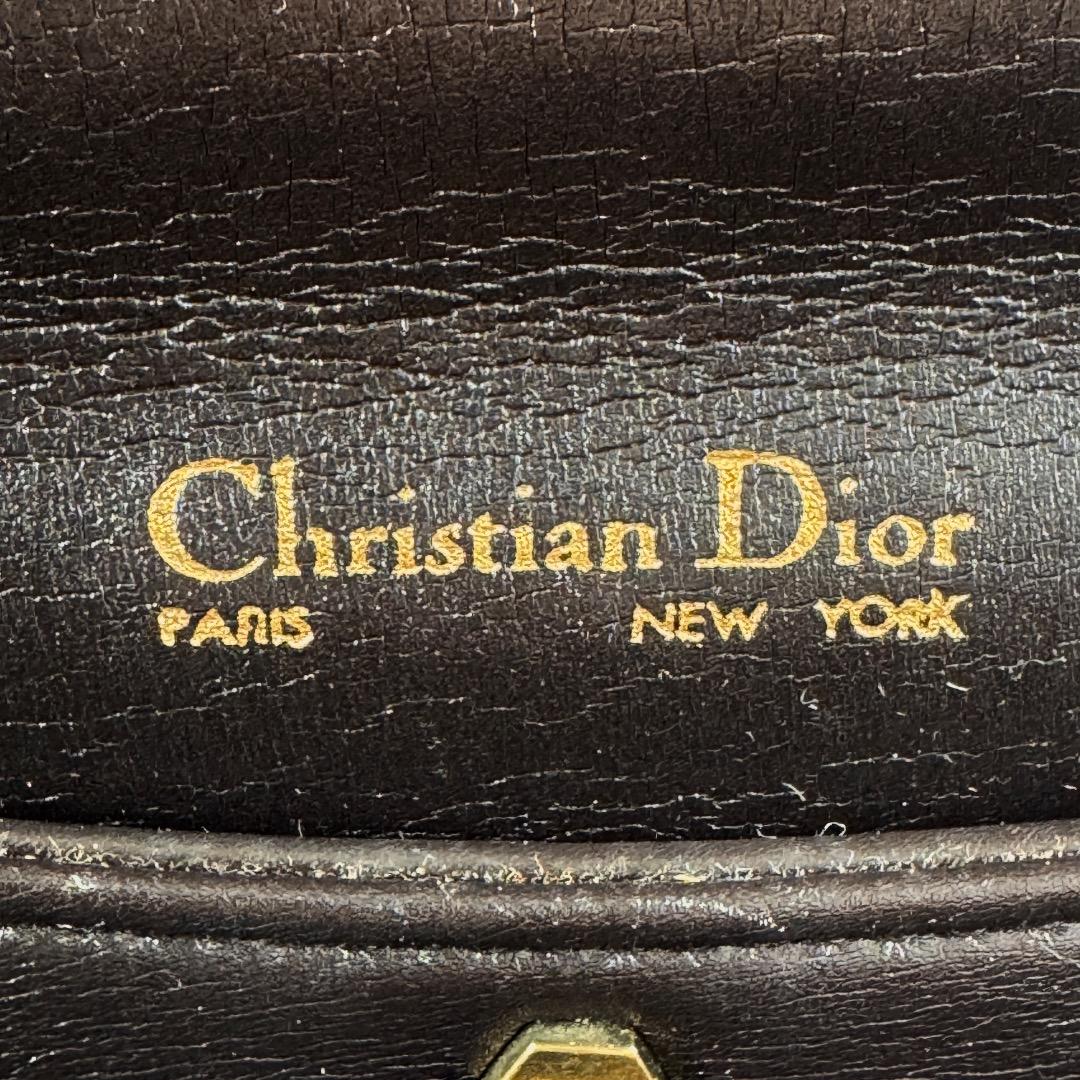 DIor ディオール ダークブラウン レザー ハンドバッグ