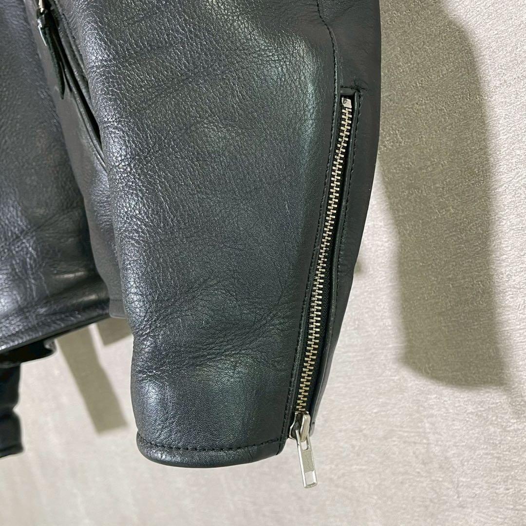 FREEDOM　牛革　シングルライダースジャケット　黒　サイズ32(S-SS)