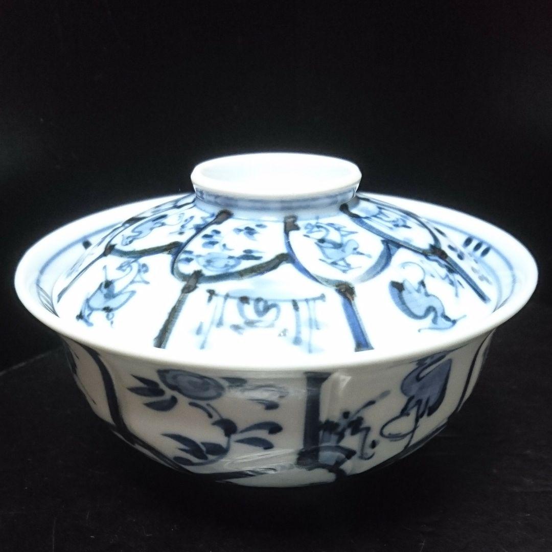 古染附唐人物画 蓋物