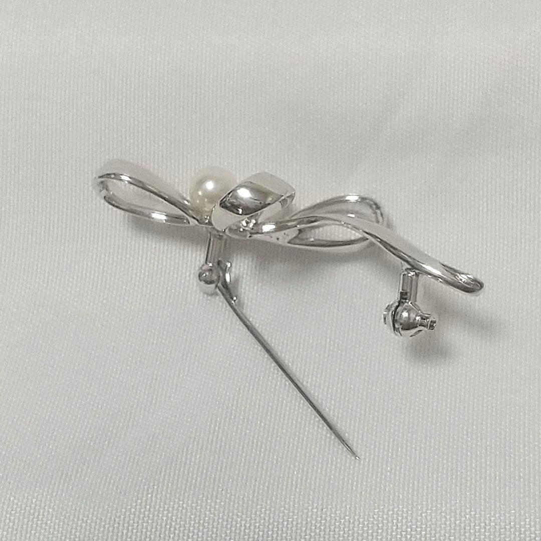 MIKIMOTO ミキモトリボンブローチパール３粒シルバーSV皇室御用達ブランド