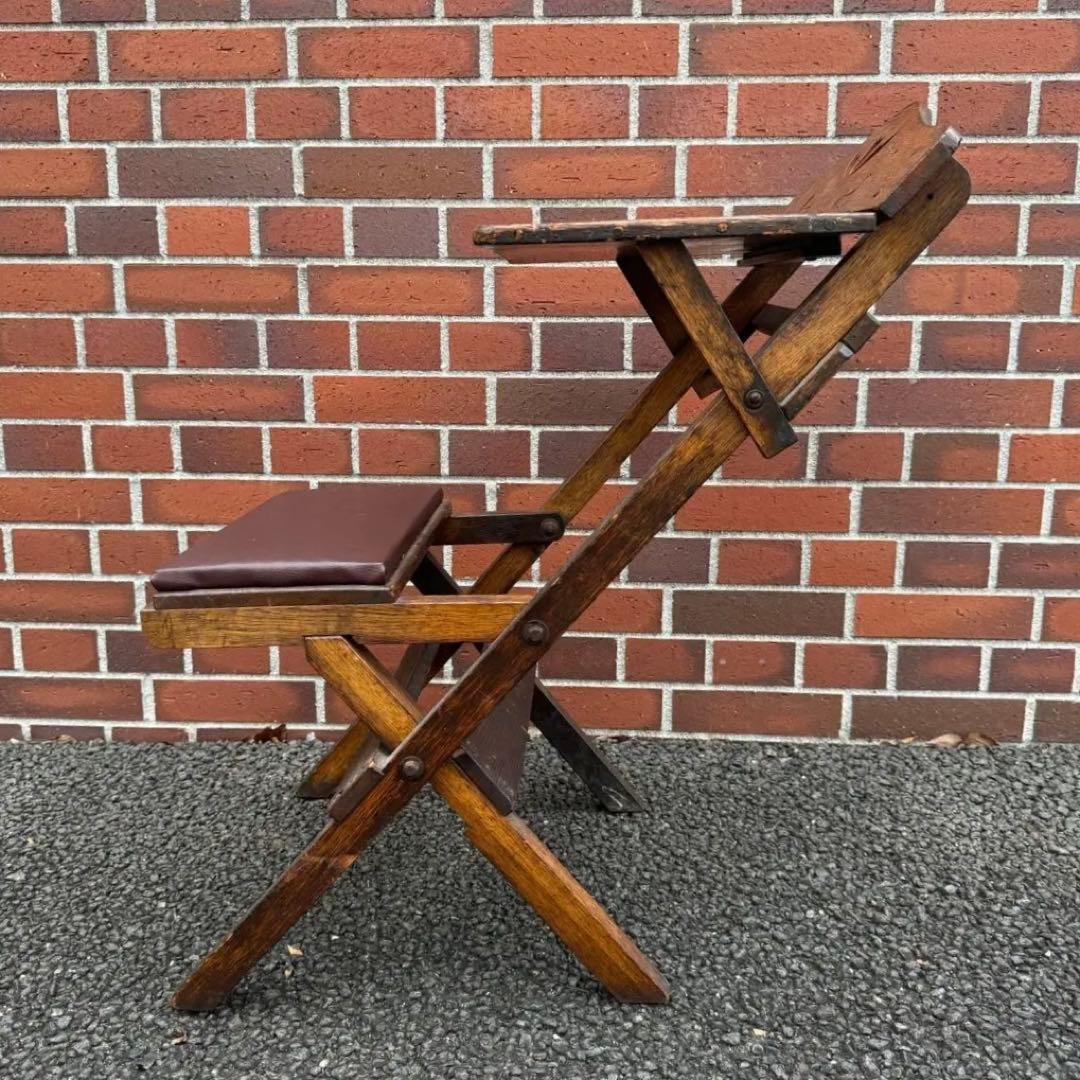 【和製アンティーク】折り畳み式 勉強机 落合製作所 チューリップ透かし