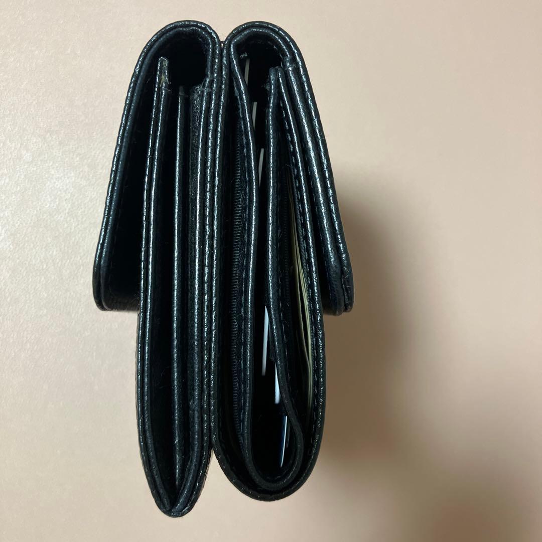12/25迄価格CHANEL キャビアスキン三つ折り財布 ブラック