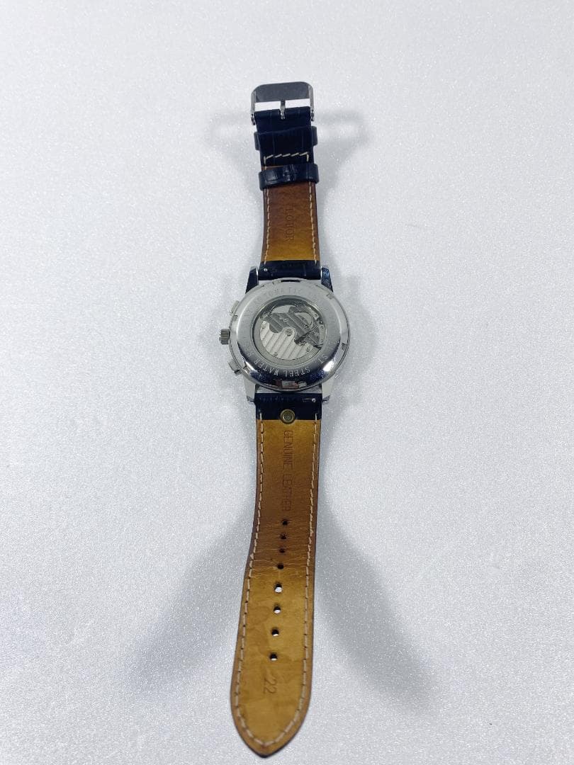 LOBOR 腕時計 男女兼用 ムーンフェイズ シルバー ネイビー