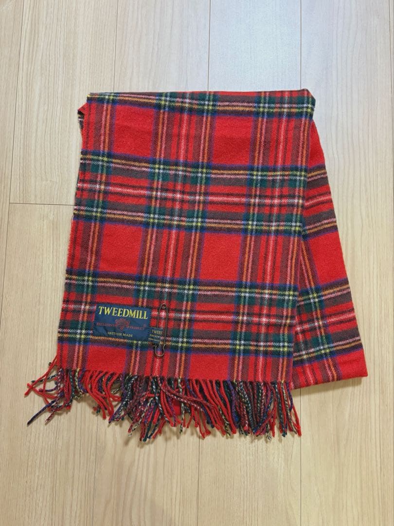 美品　TWEEDMILL 大判サイズストール　ラムウール　大人気カラー赤