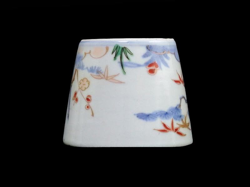 古伊万里　染錦　松竹梅の図　蕎麦猪口　 575AS-CUl