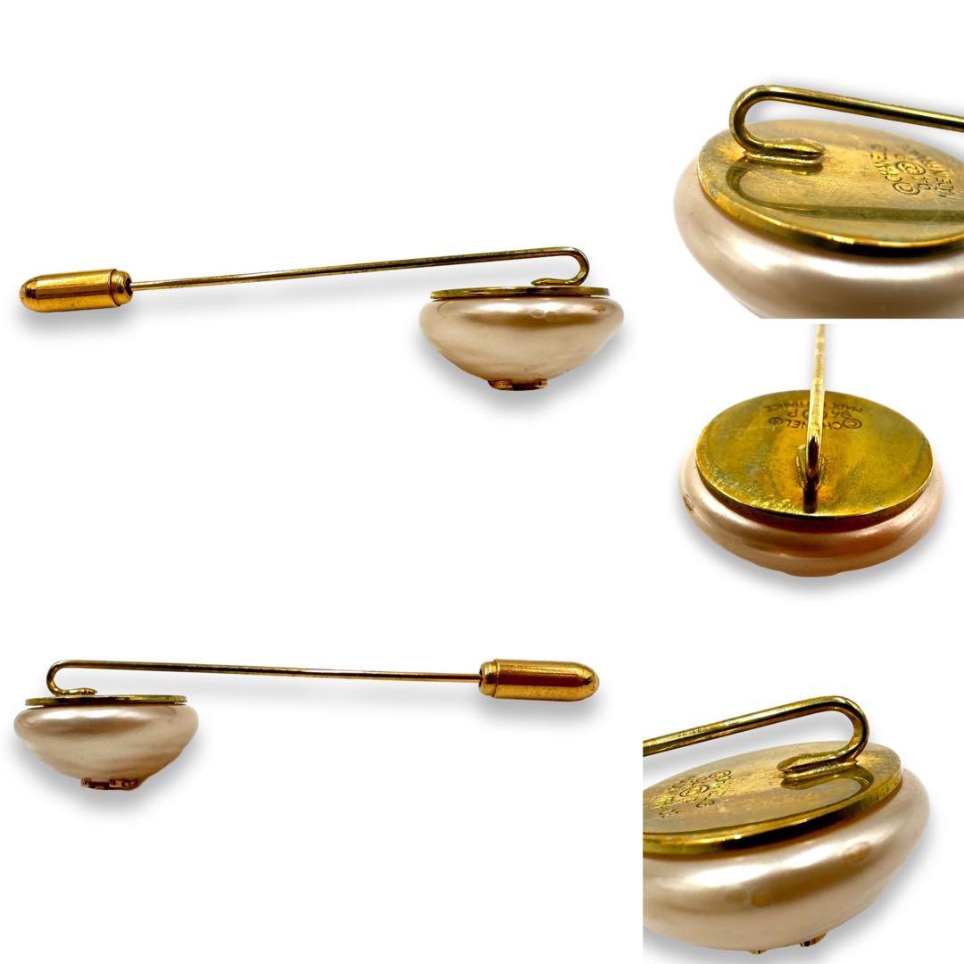 極美✨　シャネル　ピンブローチ　正規品　ココマーク　フェイクパール　ビンテージ