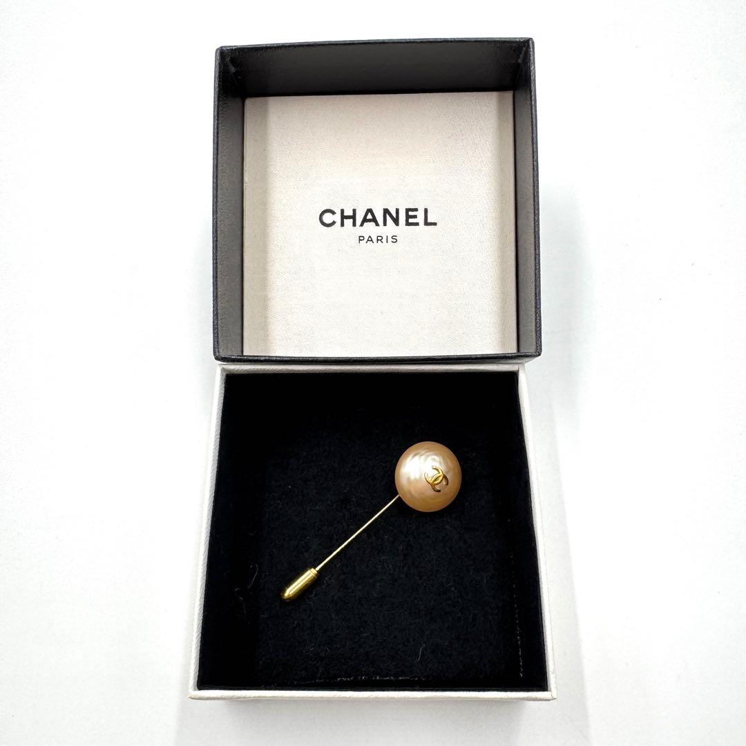 極美✨　シャネル　ピンブローチ　正規品　ココマーク　フェイクパール　ビンテージ