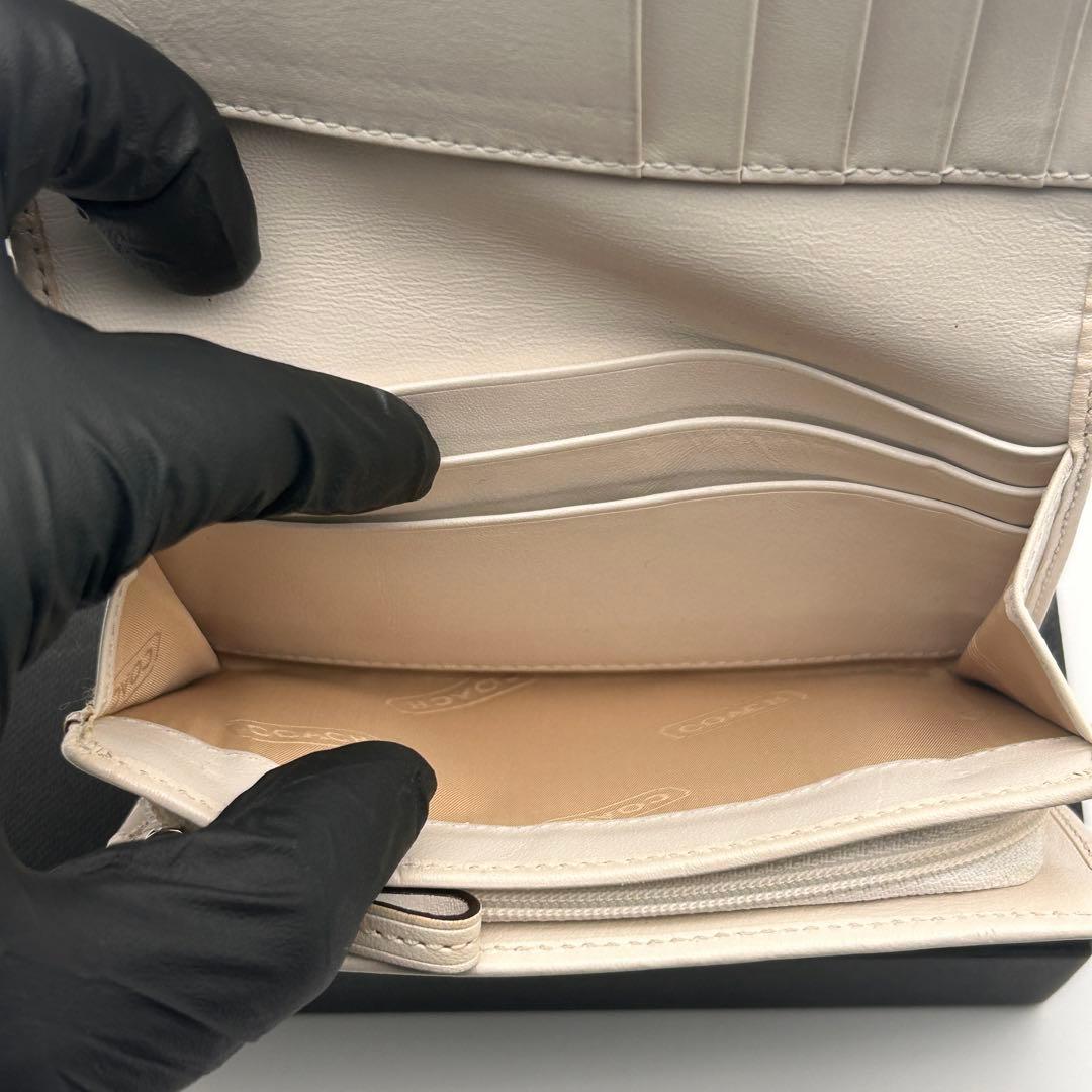 ✨美品✨ COACH コーチ 二つ折り財布 ホワイト シグネチャー 折り財布