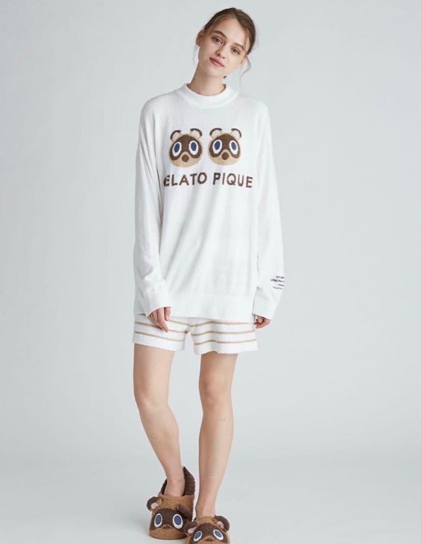 【ジェラートピケ】つぶまめジャガードプルオーバー＆ショートパンツ／２点セット