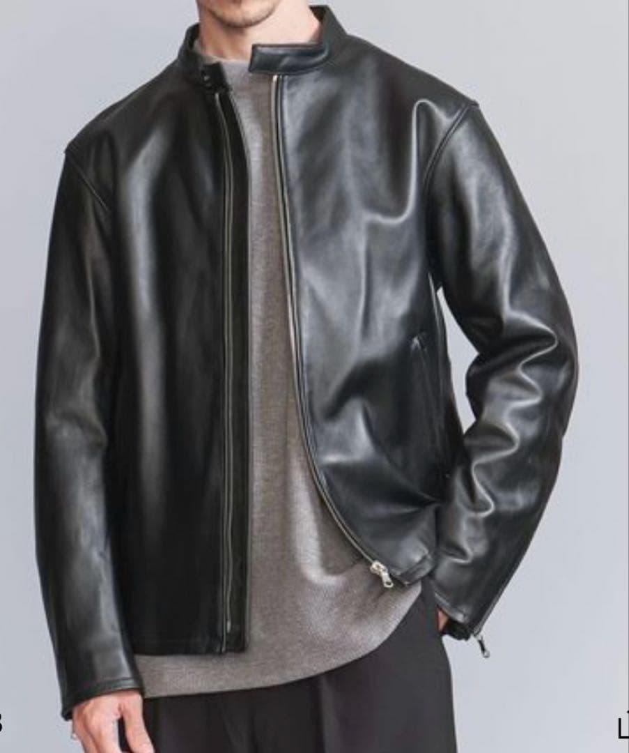 【美品】BEAUTY & YOUTHシープレザーシングルライダースジャケット