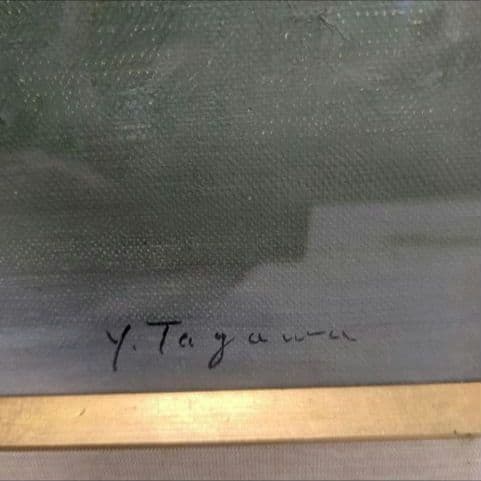 【真作】田河勇造 油彩「薔薇」F8号 額装付き