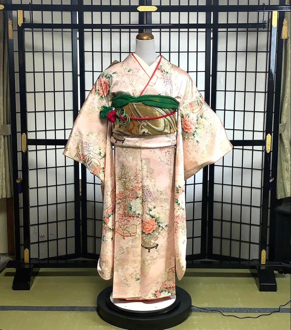 春*野様 【極美品】振袖　６点セット　三越謹製　吉祥文様　藤　花車　身丈167.