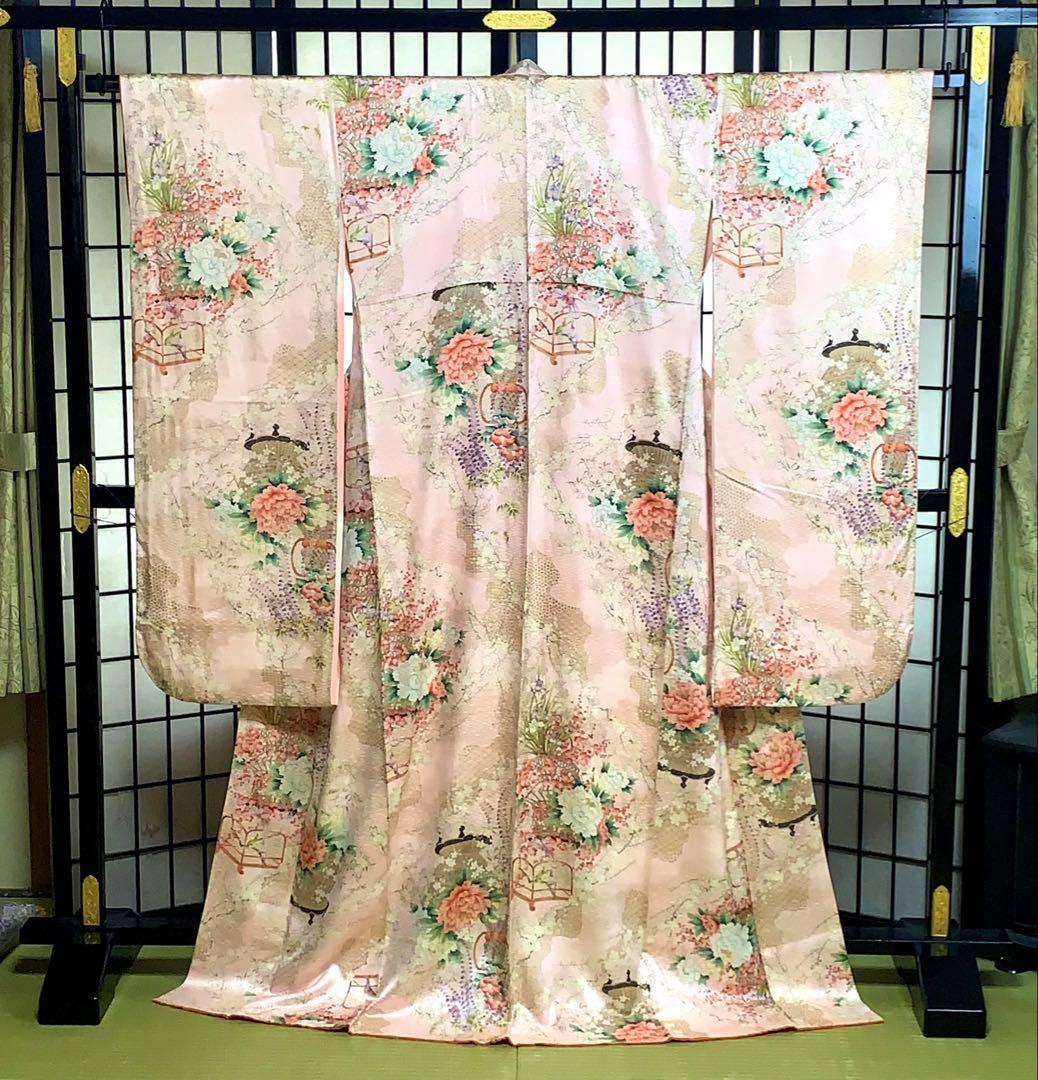 春*野様 【極美品】振袖　６点セット　三越謹製　吉祥文様　藤　花車　身丈167.