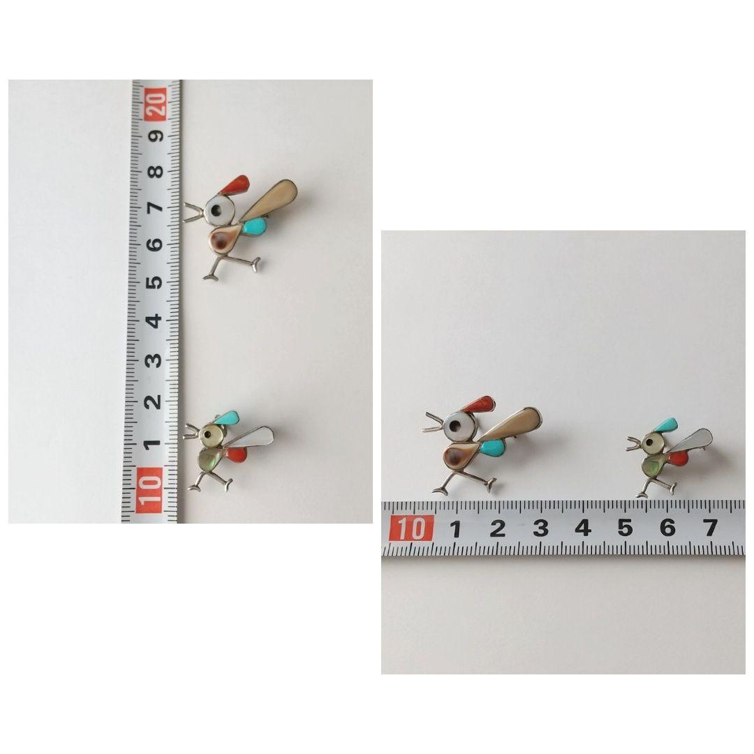 インディアンジュエリー ズニ族 インレイ バード ブローチ 2個セット レア