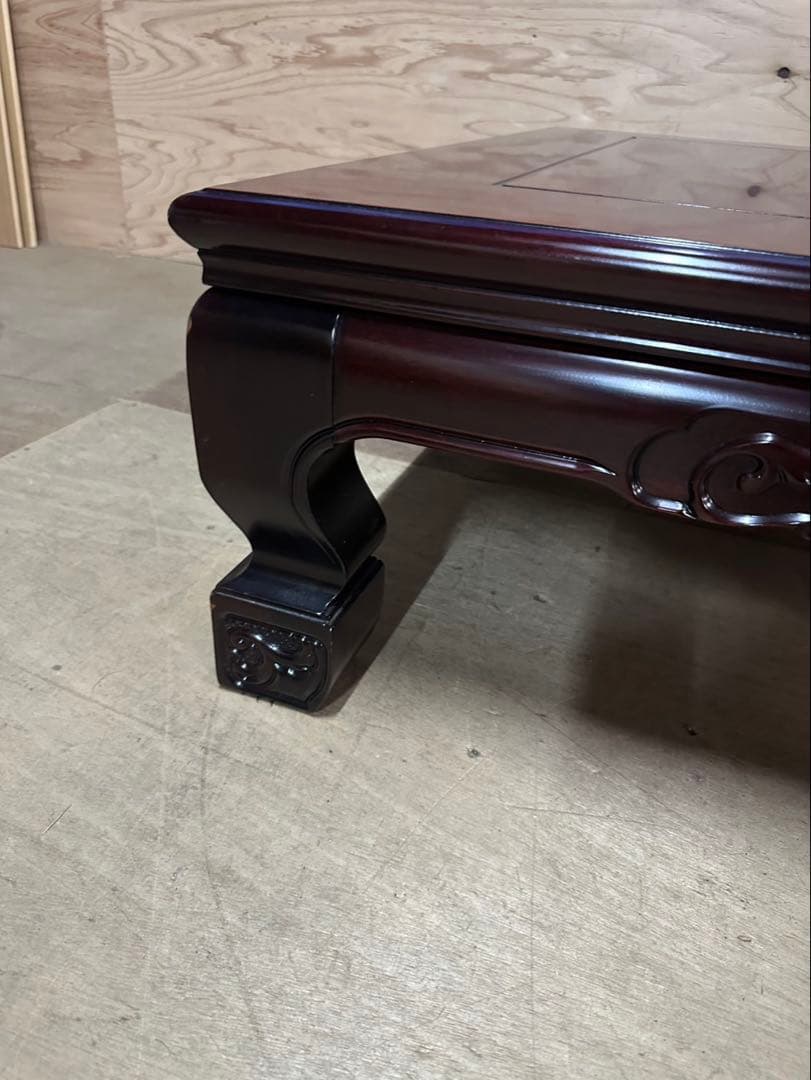 和風 座卓 ローテーブル 120×90cm 彫刻脚 漆風ブラウン