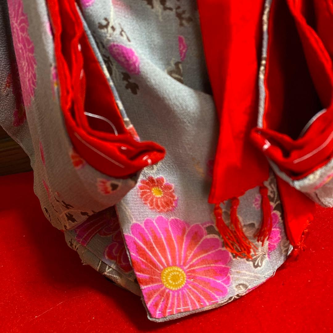 市松人形用着物　江戸縮緬　12号　４３ｃｍ位　帯セット　肌着　筥迫