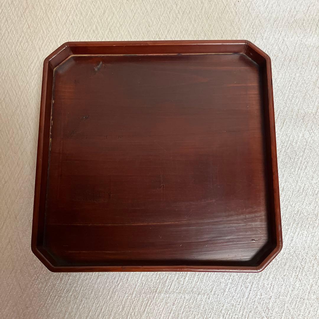 木製 八角形 塗り膳 茶色　12個