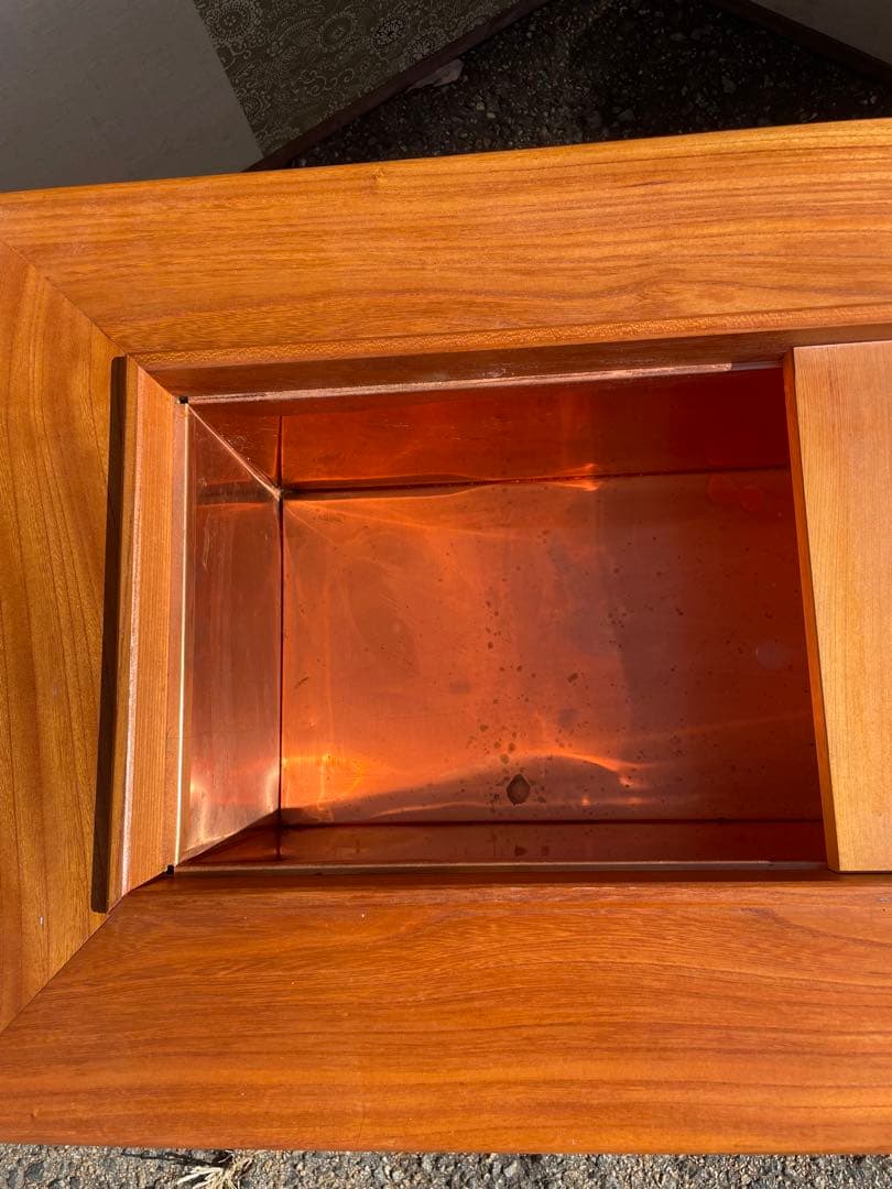 【美品】無垢 天然木 関西火鉢 大和火鉢 囲炉裏 長火鉢 火鉢 角火鉢 箱火鉢