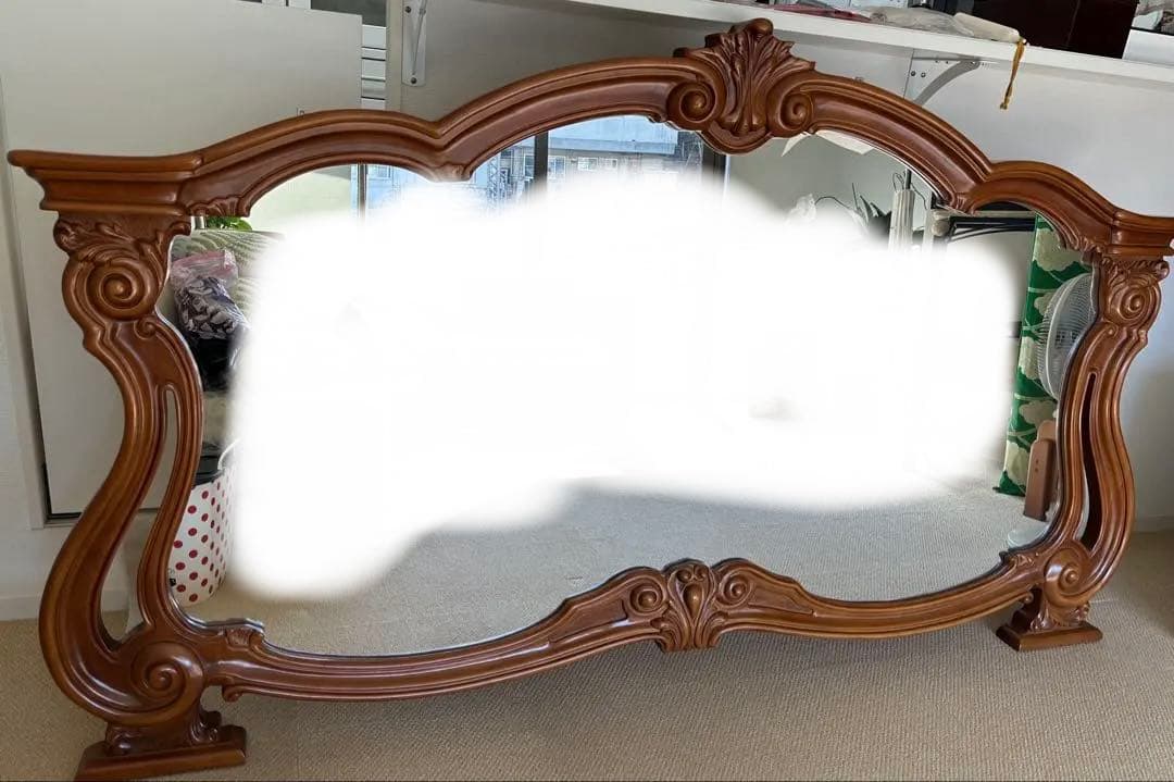 イタリー製バロック様式 木製 大きな鏡
