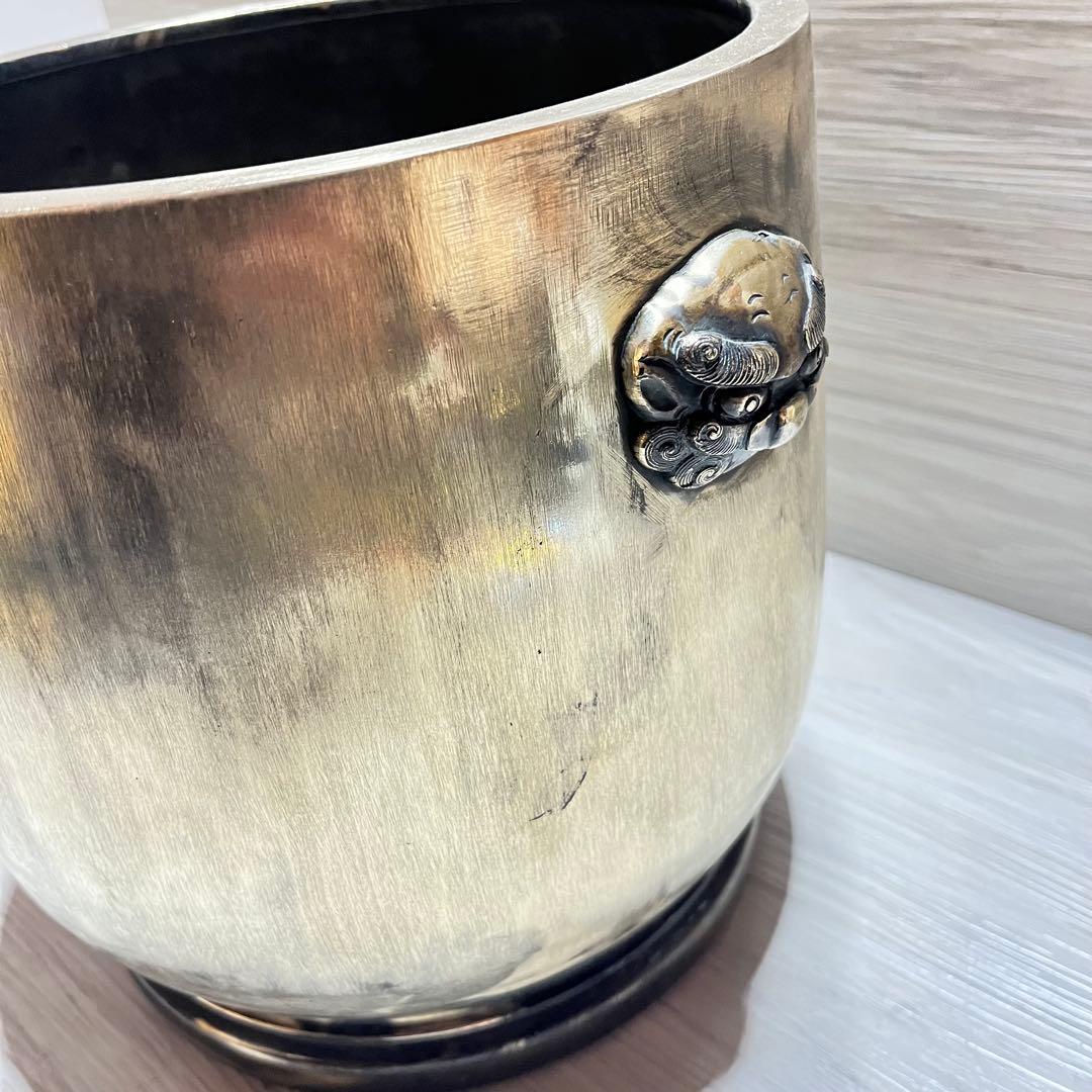 真鍮製　火鉢　獅子頭取手