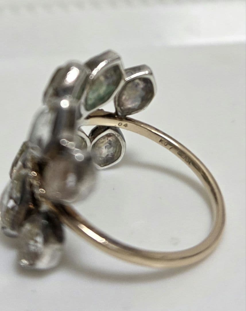 最終価格希少☆アガット K10&シルバーダイヤ&天然石リング 13号