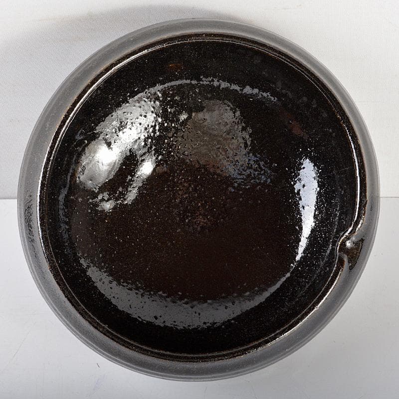 芳幽軒　加藤石春作　黒楽　菓子器　共布共箱　M　R5391