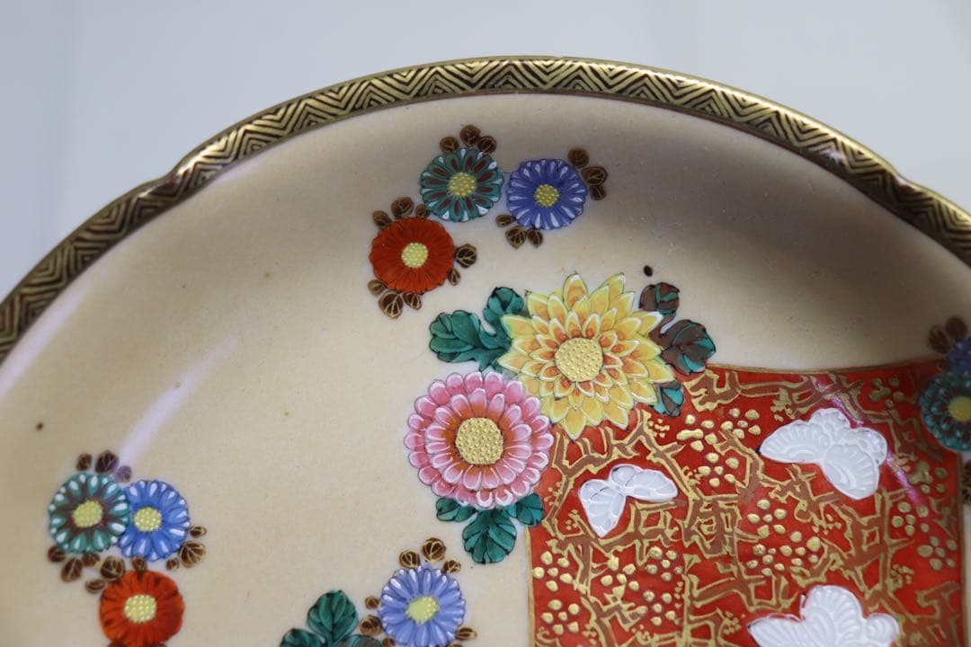 明治期　九谷焼　美山作　菓子器　送料込み1220