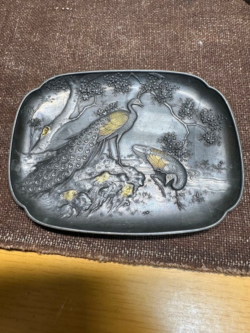 錫　瓶敷　皿　瓶座 骨董古美術