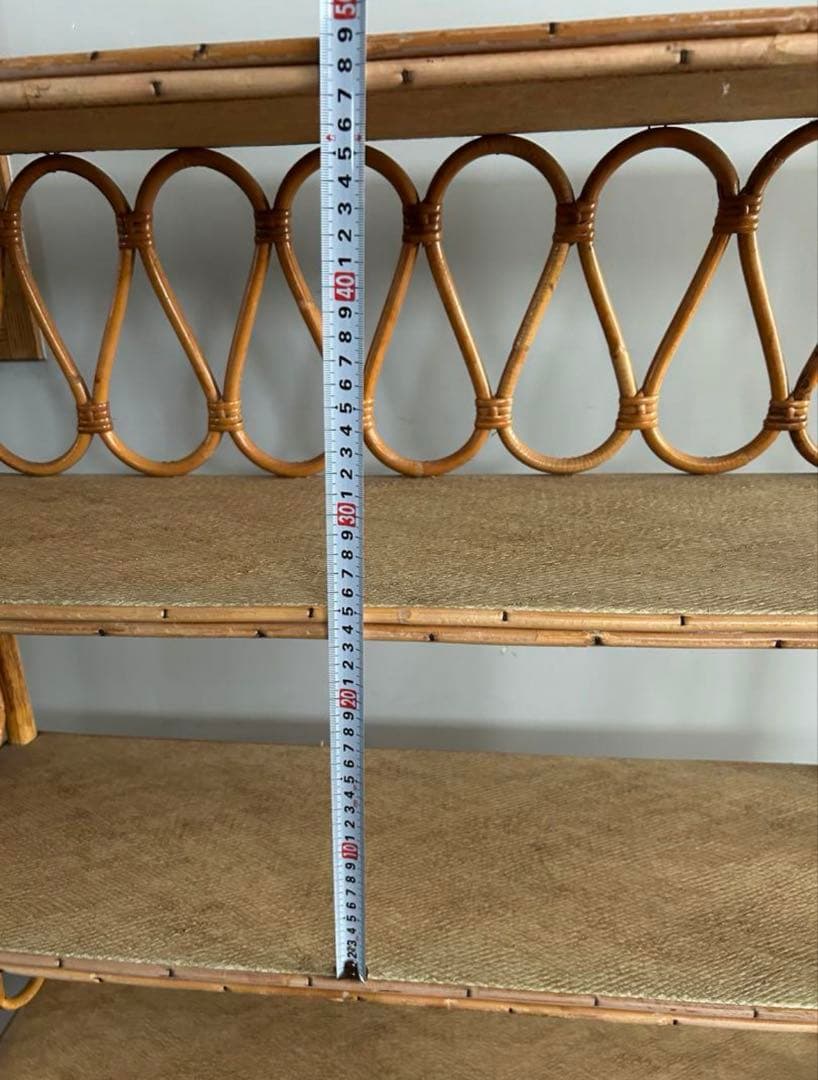 フランスアンティークラタン4段オープンシェルフ