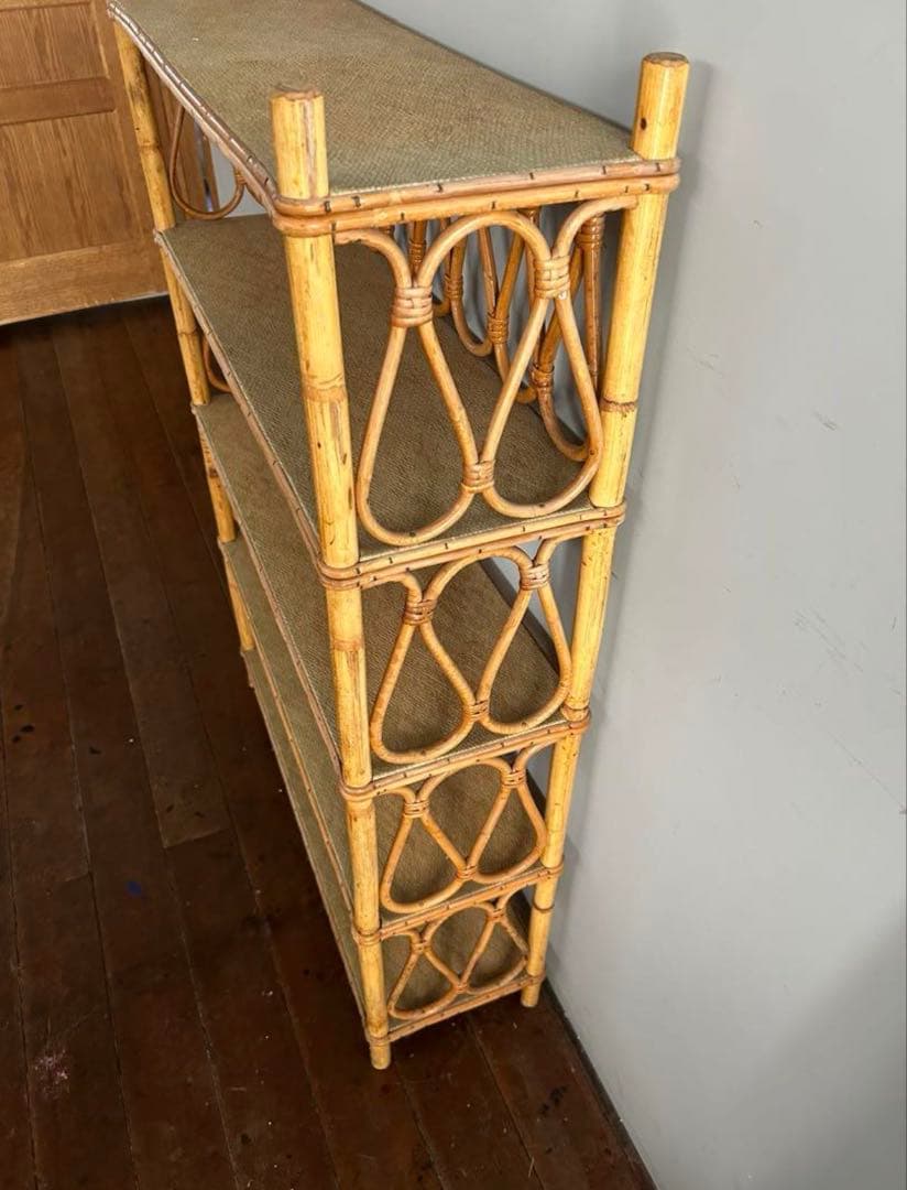 フランスアンティークラタン4段オープンシェルフ