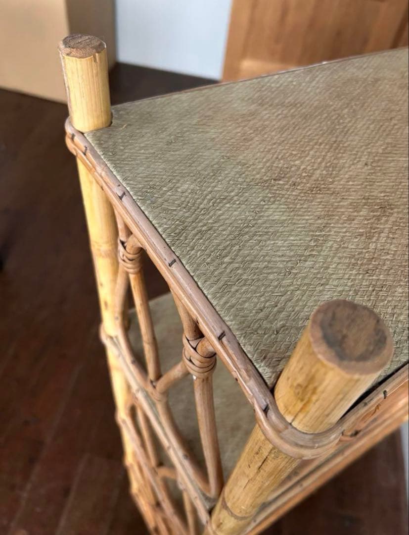 フランスアンティークラタン4段オープンシェルフ