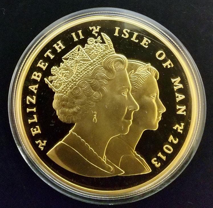 超大型100mm 2013年 英国 エリザベス2世 コロネーション 金メッキ銅貨