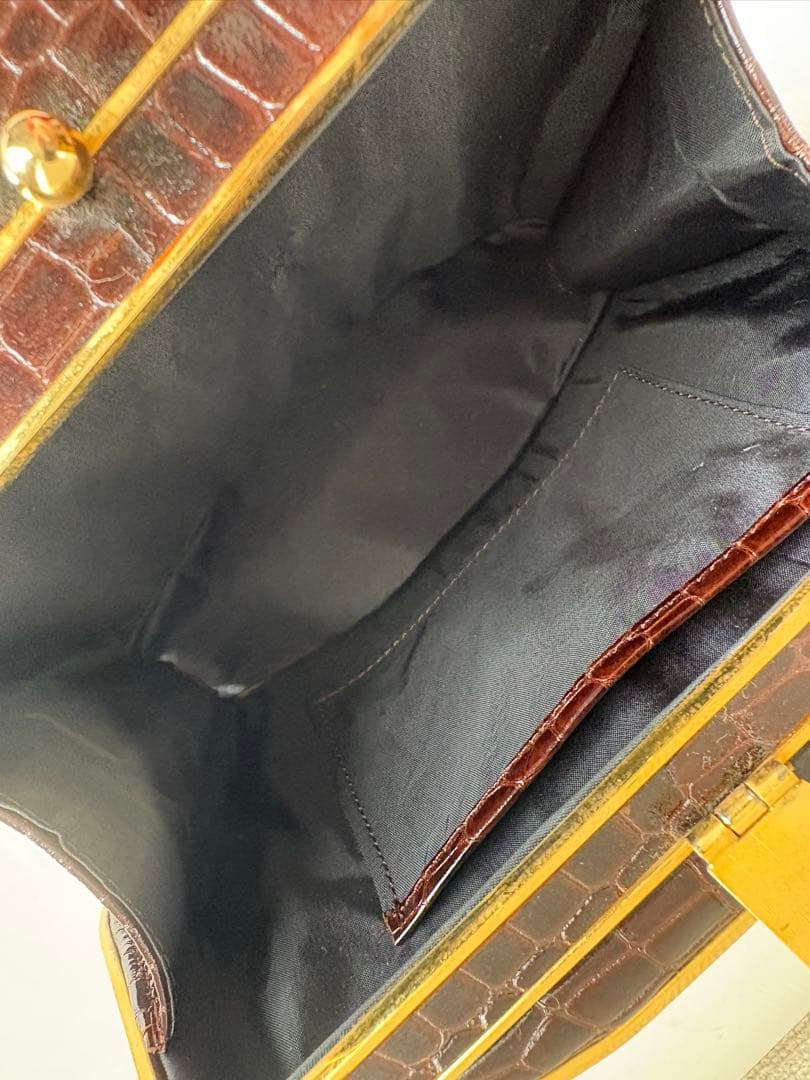 クロコダイル風ダークブラウンバッグ　パーティー