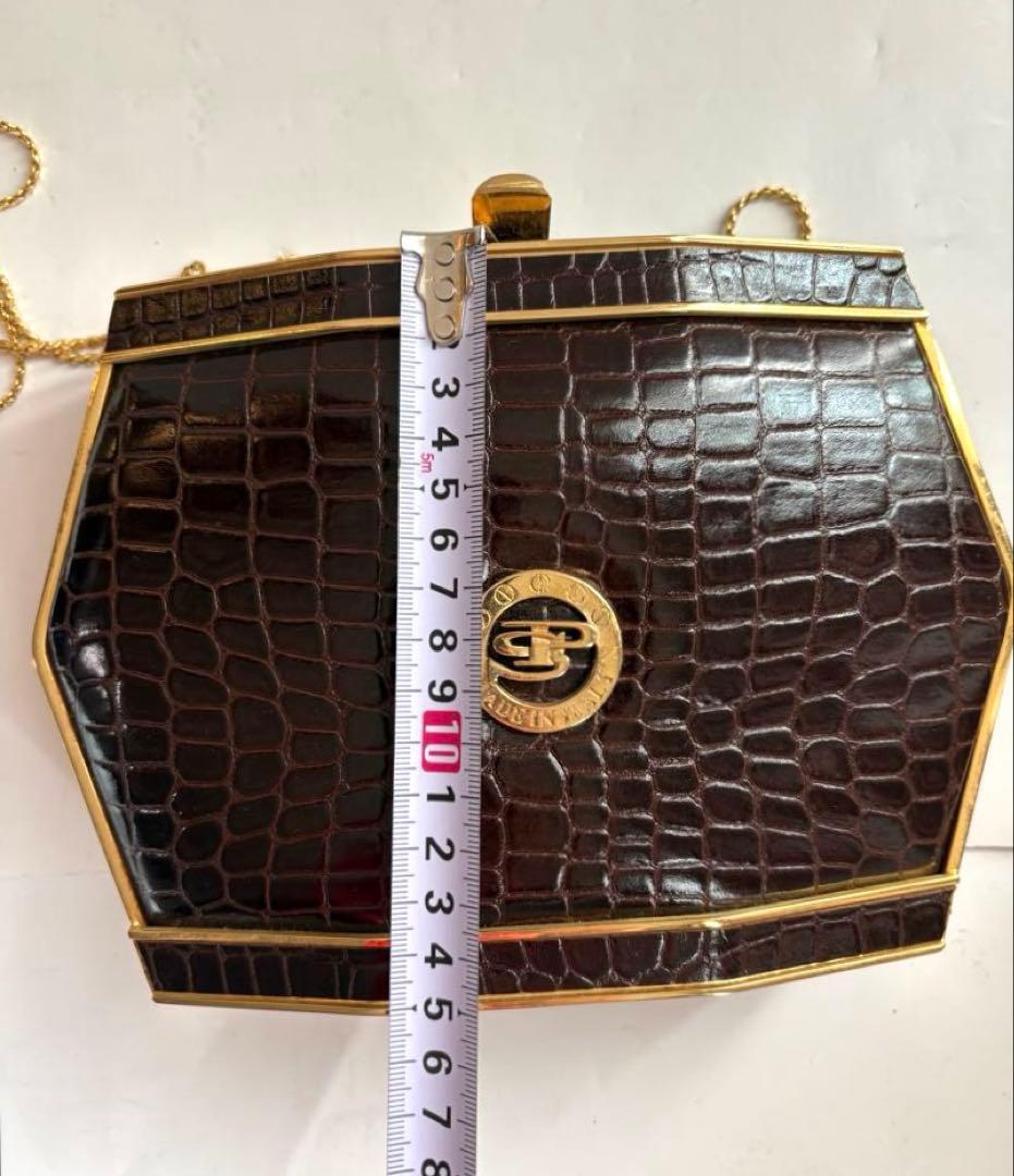 クロコダイル風ダークブラウンバッグ　パーティー