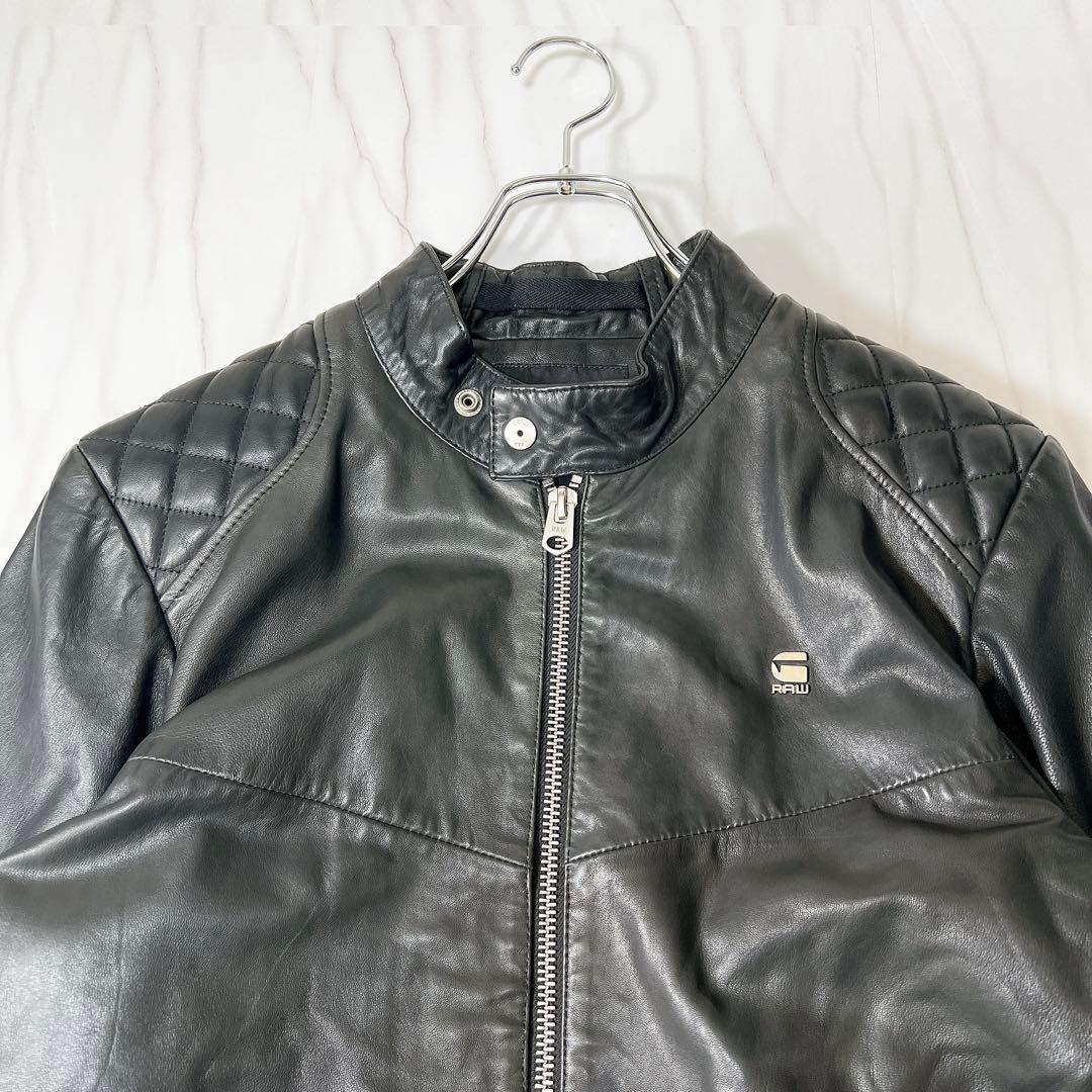 G-STAR RAW シングルライダース ロゴプレート ブラウン US M