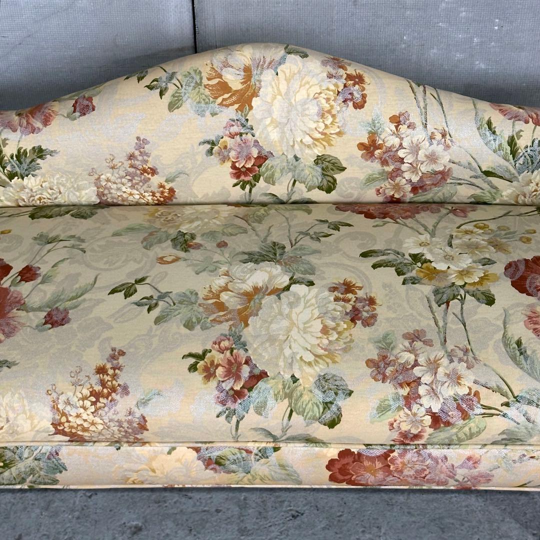 ✿英国クラシック調✿ 花柄カウチソファ｜猫脚 アーム付き｜アンティーク調 長椅子