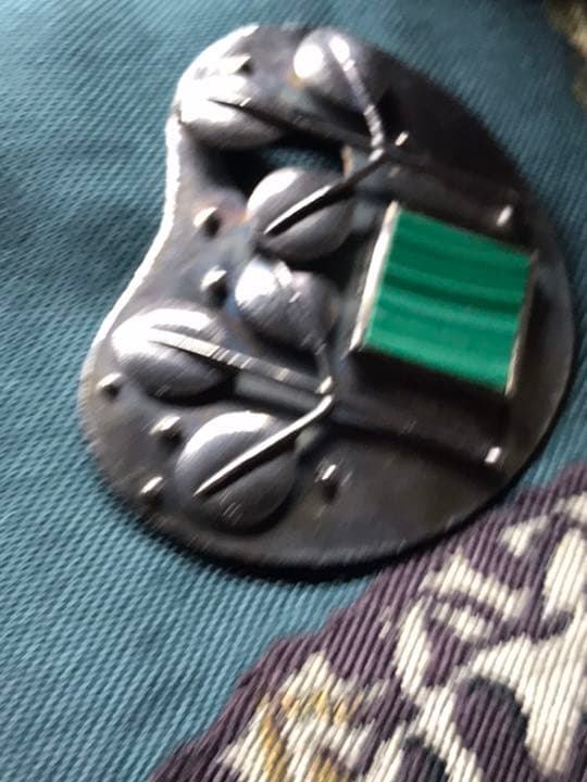 作家もの　大きな一点物帯留特集　純銀と縞瑪瑙　浮かせ彫り　ボタニカル