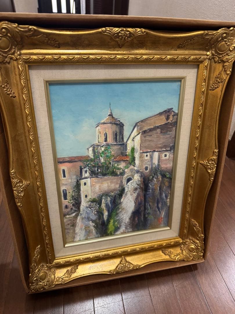 風景画 油彩画 装飾黄金フレーム付き！