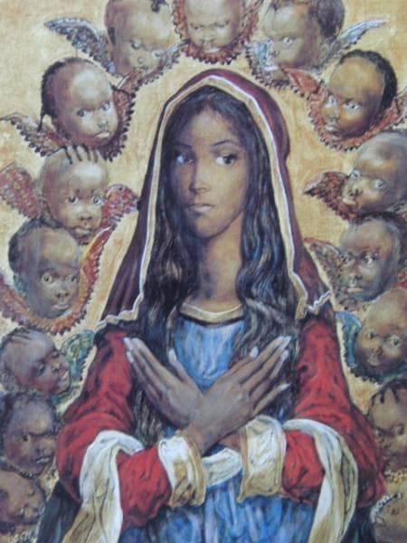 藤田嗣治、【マドンナ】、希少な限定額装用画集画、新品高級額 額装付