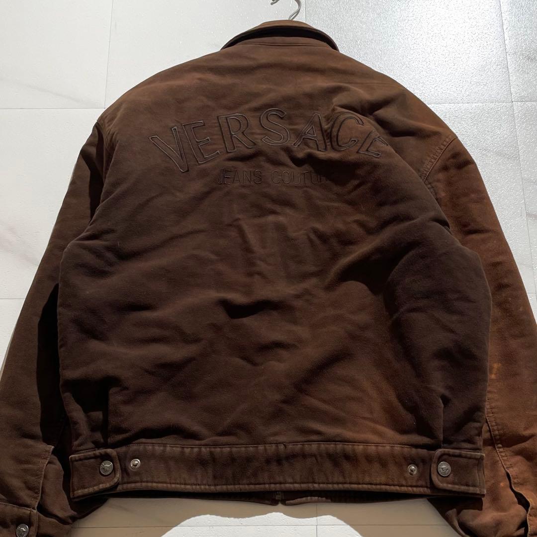 入手困難✨ ヴェルサーチ ボンバージャケット ブルゾン 背面ロゴ刺繍 ブラウン